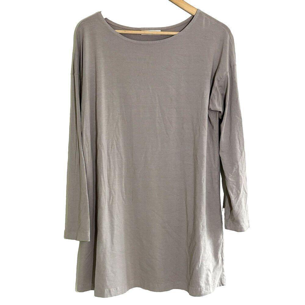 Bryn Walker Tunic Top Size Medium Tan Bamboo Organic Cotton Lagenlook Shirt